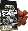 Bully Max 11-en-1 Prise musculaire de puissance Chews - Supplément de chien à haute teneur en protéines avec acides aminés - Gâteries saines pour chiens chiots et adultes - Constructeur de muscles premium pour toutes les races - 75 Mâches de chien molles