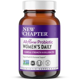 Nouveau chapitre Probiotiques pour les femmes - 60 ct (2 mois d'approvisionnement), Probiotique quotidien pour les femmes avec prébiotiques et probiotiques pour la santé vaginale et l'arbre chaste pour le soutien hormonal, 100% végétarien, non-OGM