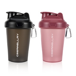 2 Pack Shaker Bottles for Protein Mixes, 17 oz Small Protein Shaker Bottle with Handle, Gym Shaker Cups with Blending Ball for Pre Workout, BPA-Free & Dishwasher Safe (Black, Pink)
