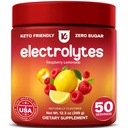 Poudre d'électrolytes de Keppi – Lémonade framboise Saveur 50 portions – Pas de supplément d'hydratation de sucre avec Magnésium, Potassium, Sodium – Keto, Vegan, Apéritif à jeun, Boissons électrolytiques Zéro calories