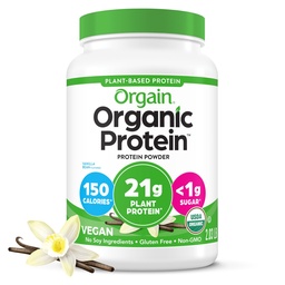 Orgain Organic Vegan Protein Powder, Vanilla Bean - 21g Pflanzenprotein, 6g Prebiotic Fiber, No Lactose Ingredients, No Added Sugar, Non-GMO, Für Shakes & Smoothies, 2.03 lb (Packaging May Vary)