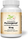 Zen Supplements Pycnogenol 50mg - Standardisierter französischer Maritimer Pine Bark-Extrakt für Antioxidant & Entzündungsunterstützung - Non-GMO, Gluten & Soy Kostenlose 60-Vegcaps
