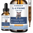 Supplément L-Lysine pour chats - Soutien immunitaire - 60ML Lysine pour féline respiratoire, éternuement, nez runny, fonction des yeux - gouttes naturelles d'antibiotiques de chat - Arôme de poulet rôti