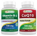 Meilleurs naturels Vitamine B2 (Riboflavine) 100 mg et COQ10 100 mg