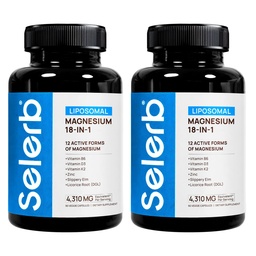 18 in 1 Magnesium Complex for Women and Men | Liposomal Magnesium Supplement with Glycinate, Citrate, Malate, Taurate, D3 & K2 | High Absorption for Muscle, Sleep, Bone, Nerve Support | 2 Pack