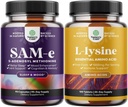 Bundle of Pure SAM E Supplément 150mg - Nootropic Même 150mg par portion pour le soutien de la mémoire et du cerveau et L Lysine 1000mg Forme libre - L-Lysine Supplément pour la santé des yeux