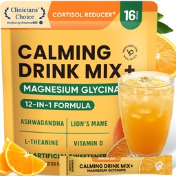 Venture Pal Calm Drink Mix, 12-in-1 Cortisol Reducer and Sleep Aid with Magnesium Glycinate, Ashwagandha, L-Theanine,Vitamin D, Calm Magnesium Powder for Relax & Focus, No Sugar, Non GMO