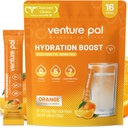 Venture Pal Sugar Free Electrolyte Powder Packets - Liquid Daily IV Drink Mix for Rapid Hydration & Party Recovery | 5 Vitamine & 7 Elektrolyte| Keto Friendly | Non-GMO | Certified Vegan | 16 Sticks