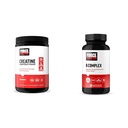 Facteur de force Poudre de créatine 60 portions et complexe de vitamine B 60 capsules pour le gain musculaire, la force, l'énergie et une récupération plus rapide