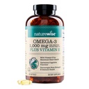 Supplément huile de poisson Omega 3 extra-résistance NatureWise - 1000mg par portion - 600 EPA et 400 DHA et vitamine E - Soutien à la santé du coeur et du cerveau - Saveur de citron, sans OGM - 360 Softgels[6-Mois]
