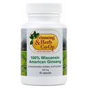 Ginseng américain 100% Wisconsin pur - 500mg. Authentique Panax Quinquefolius. Racine de ginseng au sol - Pas de remplissage, de reliure ou d'autres additifs.