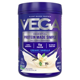 Protéines Vega en poudre de protéines simples, Vanille - sans Stevia, végétalien, à base de plantes, sain, sans gluten, protéines de pois pour les femmes et les hommes, 9,2 oz (paquetage mai Vary)