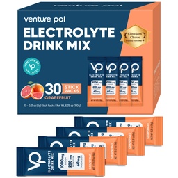 Venture Pal High Sodium Sugar Free Electrolytes Powder Packet - Hydration Packets with Vitamin, Sodium & Potassium | Zero Calories | Vegan, Keto & Paleo Friendly Electrolyte Drink Mix - 30 Sticks