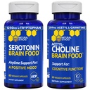 NATURAL STACKS Acetylcholin Brain Food & Serotonin Brain Food Bundle - unterstützt eine positive Stimmung & kognitive Funktion* - 120 Gesamtkapseln