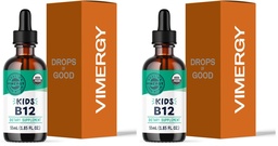 Vimergy Kids USDA Organic Liquid B12 – Promotes Physical Development & Cognitive Function* – Fast-Absorbing Immune Support* – Vegan, Non-GMO – 55 mL (Pack of 2)