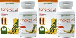 VH Nutrition TONGKAT ALI | Extra Strength Hormone Support for Men* | 200 to 1 Blend Standardized Eurycoma Longifolia (LongJack) Extract Powder | 60 Capsules (Pack of 2)