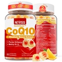 Sans sucre CoQ10-200mg 400mg Gommies remplies - 2 mois d'approvisionnement - w/ Vitamine B12 1000mcg, Rhodiola Rosea & Panax Ginseng, B6, Coenzyme Q10 Supplément pour Hear-t, Énergie, Antioxydant, Ultra Absorption