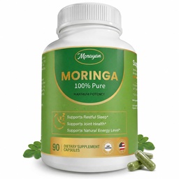 Moringa Capsules 800mg – Moringa Oleifera Leaf Powder Superfood Herbal Supplement for Natural Energy, Immune, Antioxidant & Detox Support – Vegan, Non-GMO, 90 Veg Capsules