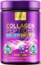 Poudre de peptides de collagène 20G avec acide hyaluronique et biotine, poudre hydrolysée de type I et III non aromatisée à l'herbe - Supporte cheveux, ongles, peau, os et articulations - Meilleurs suppléments de collagène - 28 portions