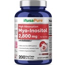 NusaPure Myo-Inositol 2800mg, 200 gélules, supplément de force supplémentaire, non-OGM