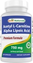 Meilleurs naturels Acétyl L-Carnitine et acide alpha lipoïque 750 mg 120 Capsules