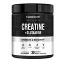 La créatine d'usine de Jacked + la glutamine - supplément de la créatine avec la L-glutamine pour la récupération musculaire, la croissance musculaire, la force accrue, la production d'énergie améliorée et la santé des intestins - 30 portions, non aromatisées