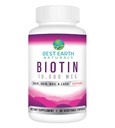 Best Earth Naturals Biotin 10 000mcg - Supplément de vitamine Biotine Extra Strength pour soutenir la croissance des cheveux, des ongles forts, des cils longs et une peau saine
