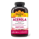 Country Life Acerola Vitamine C Complex, 500mg, Fûts au Berry à croquer, Soutient la santé immunitaire, 180 Wafers, Certifié sans gluten par GFCO , Vegan certifié par AVA