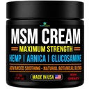Healthergize MSM Cream Maximum Strength – Glucosamine Chondroitin MSM Cream for Muscles & Joints – Vegan Shellfish-Free Glucosamine – Hempseed Oil, Arnica & Aloe – Paraben Free – 5 Oz, Made in USA