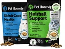 Cat Skin & Coat Health & Hairball Support Bundle: Omega & Biotin Chews pour Shiny Coat & Furball Remedy (Approvisionnement 30 jours de poulet)