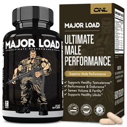 Major Load Testostérone Booster pour les hommes - Supplément testostérone avec herbe de chèvre en chaleur, racine de Maca et Tribulus Terrestris - Tongkat Ali Hommes énergie, endurance et force - Test Booster 60 capsules