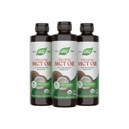 Nature's Way Organic MCT Oil, Brain & Body Fuel*, Keto & Paleo, 16 Fl Oz x3 | Liquid coconut MCT oil with 14 g medium chain triglycerides per serving for brain and body fuel; Non-GMO, set of 3.