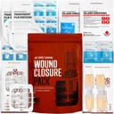 EVERLIT Wound Closure Pack | 4 Pcs Surgical Wound Zip Devices for Cut & Laceration Wound Repair | Sterile, Suture-Free, Stitch-Less Adhesive Butterfly Bandage Strips for Emergency First Aid Care