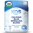 KOS Calmant Blue Spirulina Blend- USDA Certified Organic - Algae Superfood Powder with Ashwagandha Root, Lemon Baume, Reishi Mushroom, B Vitamines - Berry Coconut Cooler Saveur, 28 portions