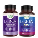 Nested Naturals Aide au sommeil Luna Adulte et Luna Enfants Aide au sommeil avec des ingrédients naturels (Melatonin, Camomille, Valérien) pour le sommeil profond et la détente (120 comte)