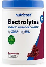 Poudre complexe d'électrolyte Nutricost (60 portions, raisin) - Mélange de supplément d'hydratation avec vitamines et minéraux