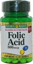 Acide folique de la nature 800 mcg Comprimés Résistance maximale 250 ea (paquet de 5)