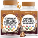 Lions Mane Mushroom Supplement mit Türkei Tail Reishi Cordyceps Chaga mit Marshmallow Root - 120 Count