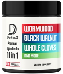 DEDICAD Wormwood Supplement - 120 Capsules Extracted from Black Walnut, Cloves, Turmeric, Apple, Berberine HCl & More - 11 Ingredients Combined for Immune System - 2-Month Supply