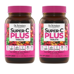 Dr. Schulze's Super-C Plus - Vitamin C Supplement for Immune Support - Skin Health & Antioxidant Support - High-Potency Formula - Plant-Based Superfood - Gluten-Free & Vegan, 60 Ct (20 Serving) 2-Pack