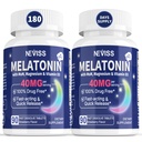 Mélatonine 40 mg pour adultes - Supplément de sommeil sublingual dissolve et à croquer - Mélatonine extra-forte avec vitamine D3 et MSM, Sélénium pour le cycle de repos, Zzz profonds, sans sucre, 180 portions