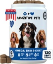 Supplément de peau et de manteau pour chiens - Canine Omega 3, Huile de poisson Chews - 120 Soft Treats - USA Produit - Huile de saumon