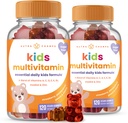 NutraChamps 120 Vitamines Gummy pour enfants (paquet de 2), Vitamines Gummy sans sucre Multivitamines Gummy, Vegan & Non-GMO, Fraise, Fruit Passionné, Pêche & Cerise