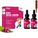 Kids Iron Supplement Liquid Drops for Children Ages 2 to 12, Iron Bisglycinate with Vitamin C, Calcium and Zinc, Liquid Iron for Kids Gentle on Stomach, Grape Flavor, 1fl oz