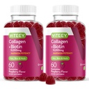 Gommies de collagène Viteey avec Gommies de biotine pour la peau des cheveux et les ongles Vitamines - Suppléments de biotine et de collagène pour les femmes et les hommes - Vegan, sans gluten – 120 Nombre