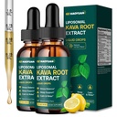 Kava Kava Liquid for Calming & Relaxation – Liposomal Kava Root Extract Supplement with GABA, Ashwagandha & Magnesium - Support Mood & Better Sleep, Vegan Kava Drops Lemon 2 Fl Oz 2 Pack