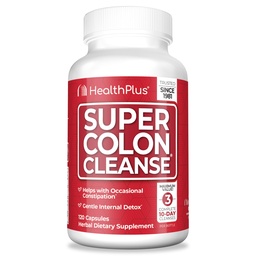 Health Plus Super Colon Nettoyer 30 jours d'approvisionnement en détox doux, musc de Psyllium, probiotiques pour le soulagement de la constipation et le soutien digestif, 120 capsules