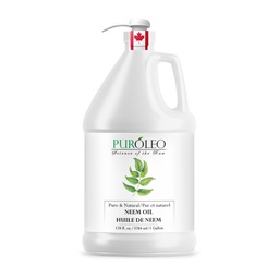 PUROLEO NEEM Oil 128 Fl Oz/3784 ML (Packed in Canada) 100% Pure and Natural Neem Oil for Multipurpose Use | Neem Oil extracted from NEEM Plante Chemical Free Neem Oil Spray