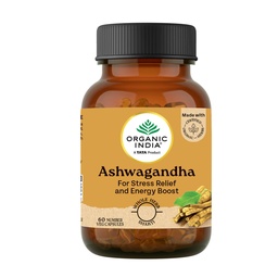 A TATA Product - Organic India Pure Ashwagandha Root Capsules - 60 Veg Caps (400mg), For Vitality & Relieves Stress, Naturally Boosts Energy & Stamina, Improves Immune System, GMP & NPOP Certified