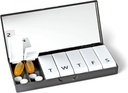 PORT X POLISH Designer Weekly Pill Box Organizer (Single 1X Daily, Classic Black) | Compact, Stylish 7-Day Vitamin Supplement Case | Cut Portable Mini Travel Medicine Carrier | BPA-Free Pillbox Caddy